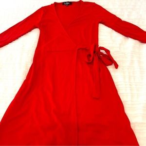 NEW, Lulus Red Wrap Dress With 3/4” Sleeves, Sz: XS